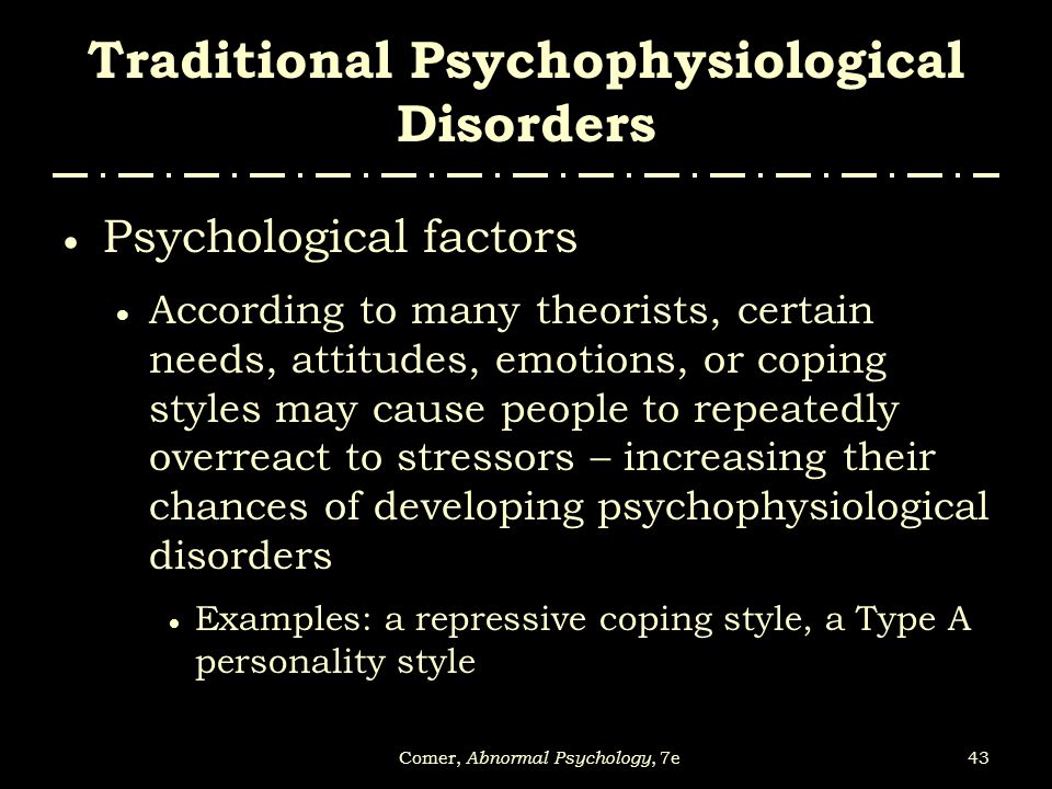 An analysis of psychosocial factors and psychophysiological disorders